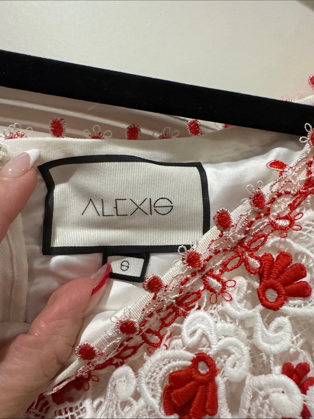 Alexis White Eyelet Romper with Red Floral Embroidery Trim - Picture 2 of 7